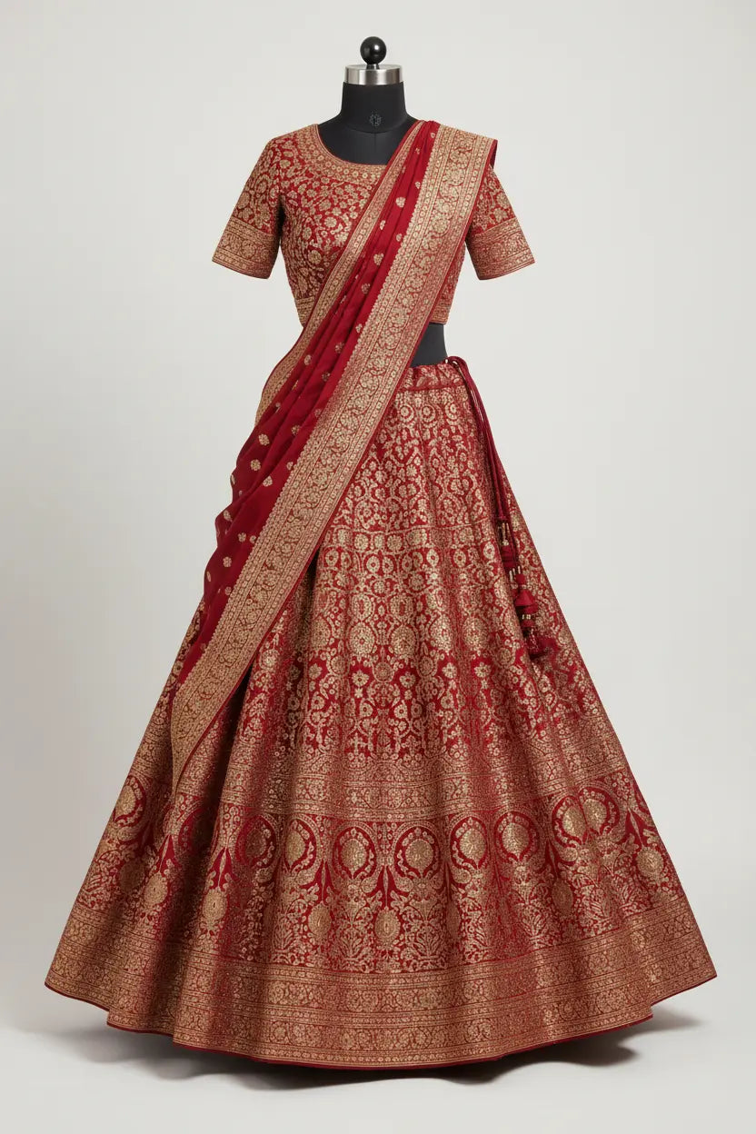 Banarasi Silk Lehenga with gold zari weaving