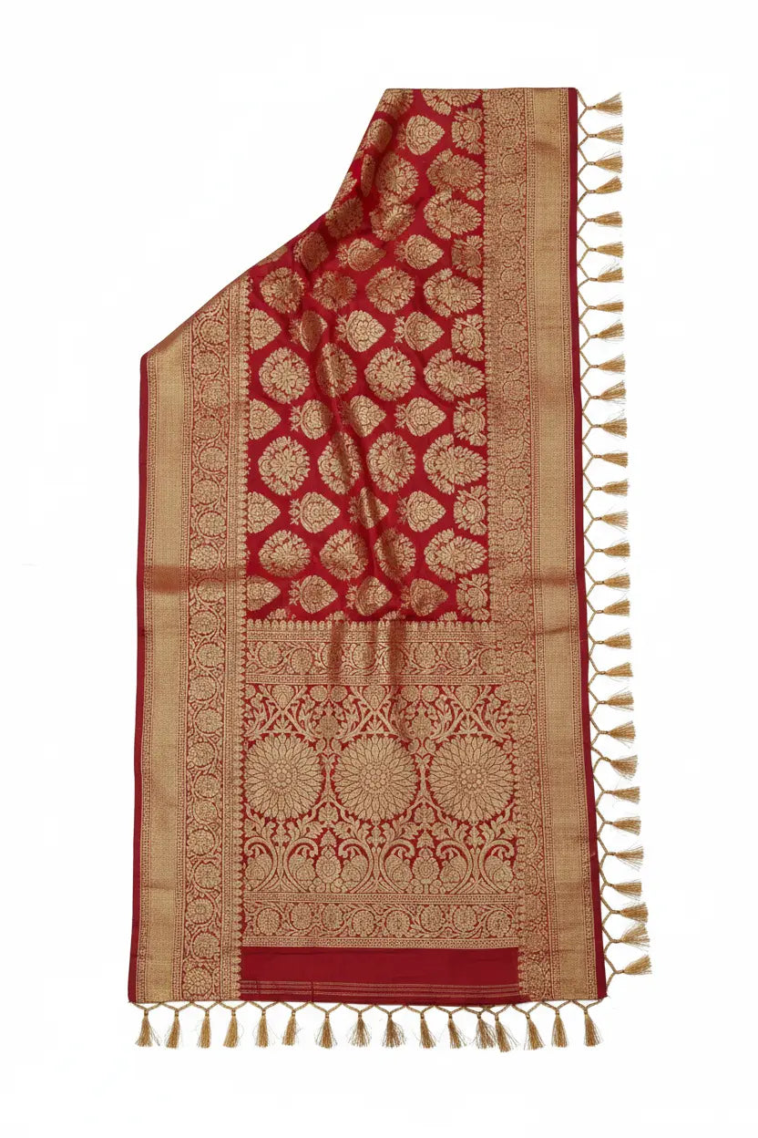 Red Banarasi Silk Saree with gold zari weaving