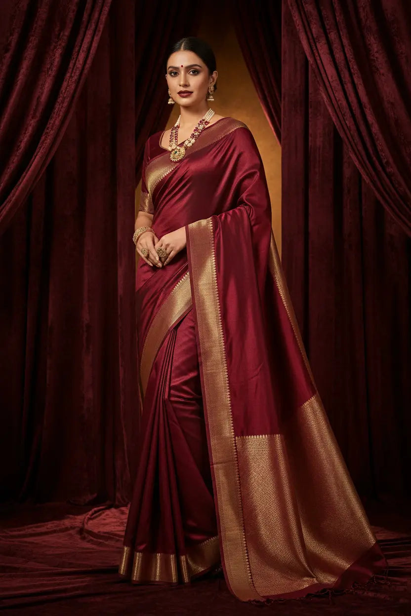 Maroon Silk Saree